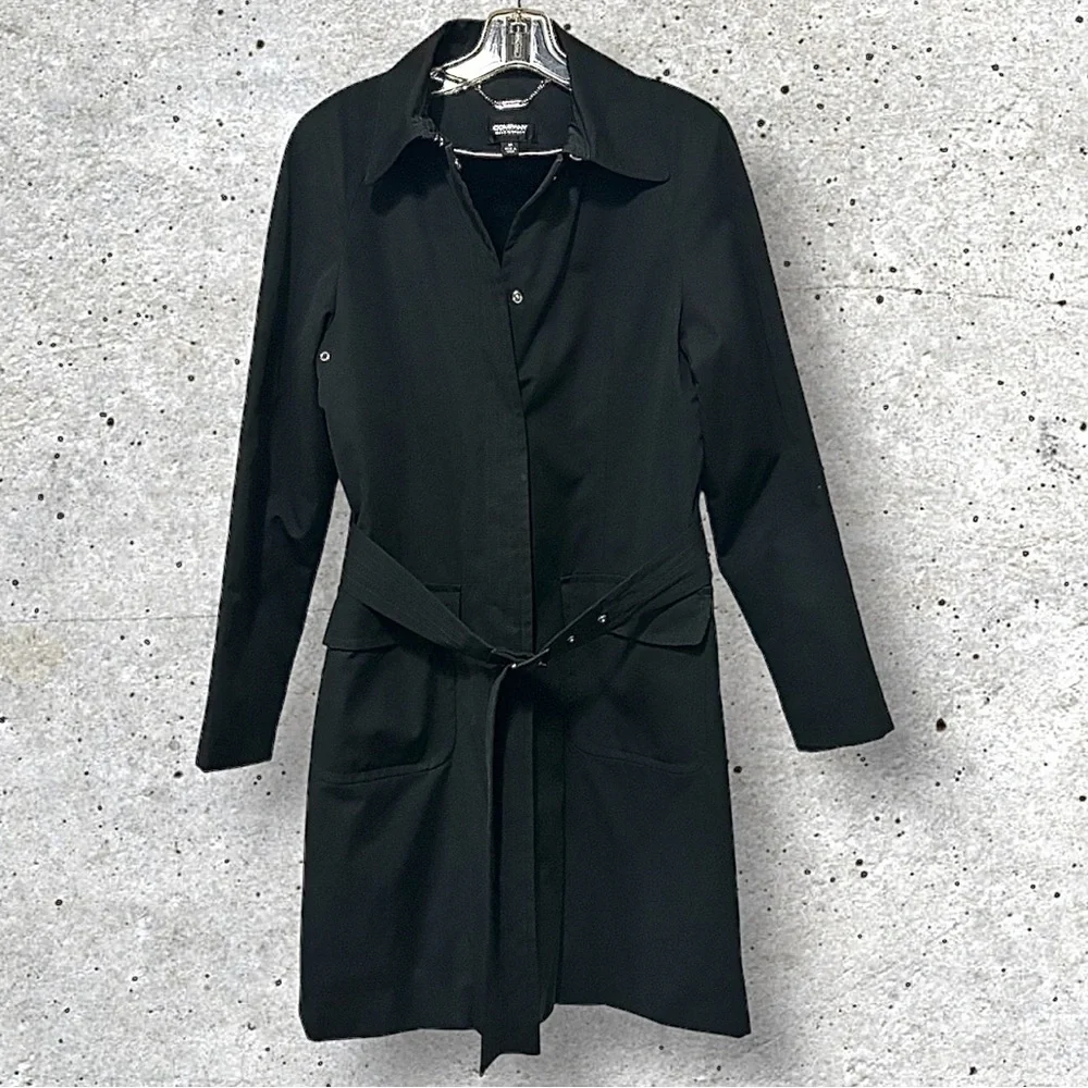 Ellen Tracy Black Raincoat. Trenchcoat. Size Medium - Picture 7 of 13